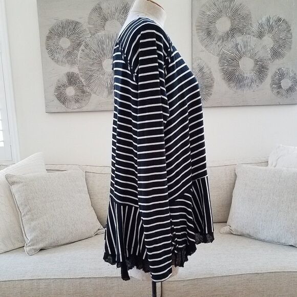 Free People StripedTangerine Tee sz large - Picture 5 of 8